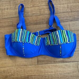 Like New Ashley Stewart TOP ONLY Women’s 14 Blue and Green Underwire Bikini Top
